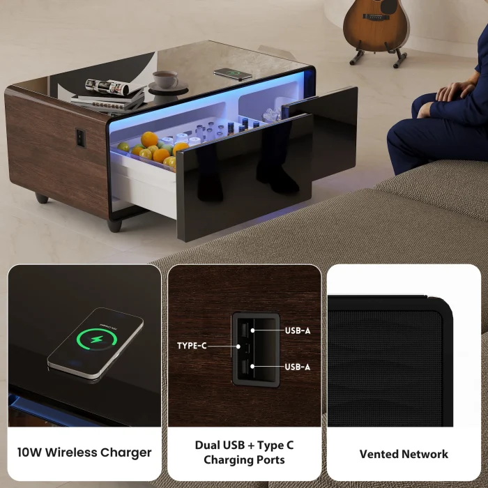 Smart Table Medium Size with Speakers (New version) – Wooden - Image 2
